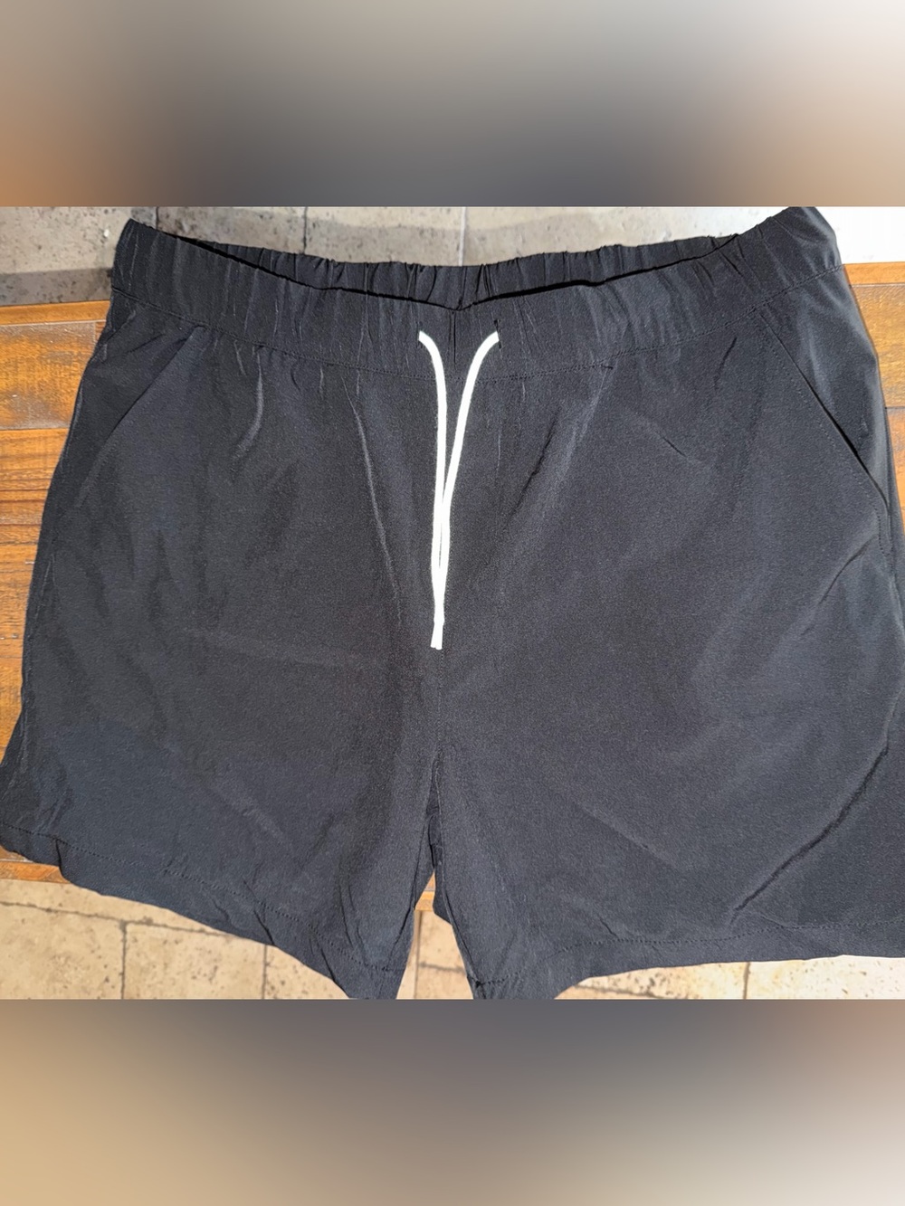 Target Men's Black Swim Trunks with White Drawstring